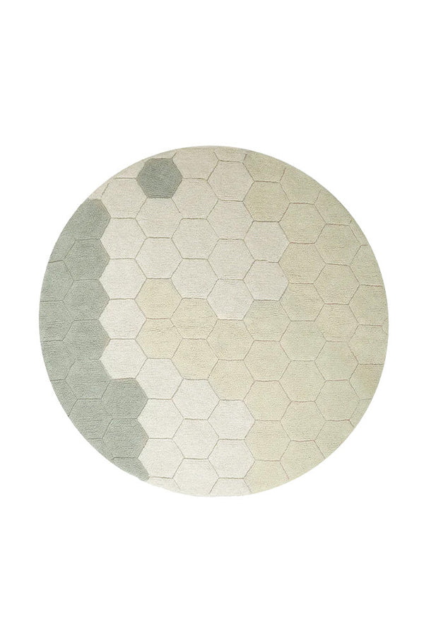 WASHABLE ROUND RUG HONEYCOMB BLUE SAGE-Cotton Rugs-By Lorena Canals-1