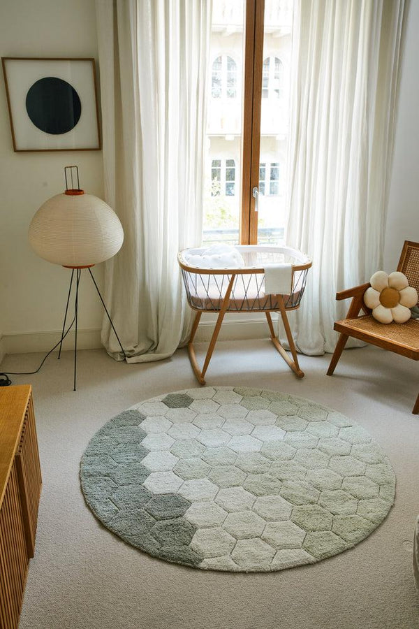 WASHABLE ROUND RUG HONEYCOMB BLUE SAGE-Cotton Rugs-By Lorena Canals-2
