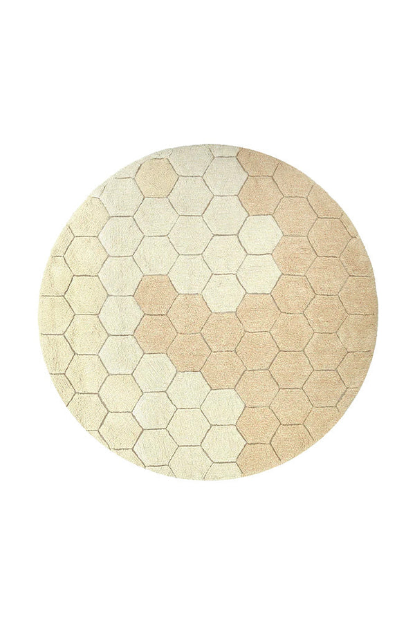 WASHABLE ROUND RUG HONEYCOMB GOLDEN-Cotton Rugs-By Lorena Canals-1