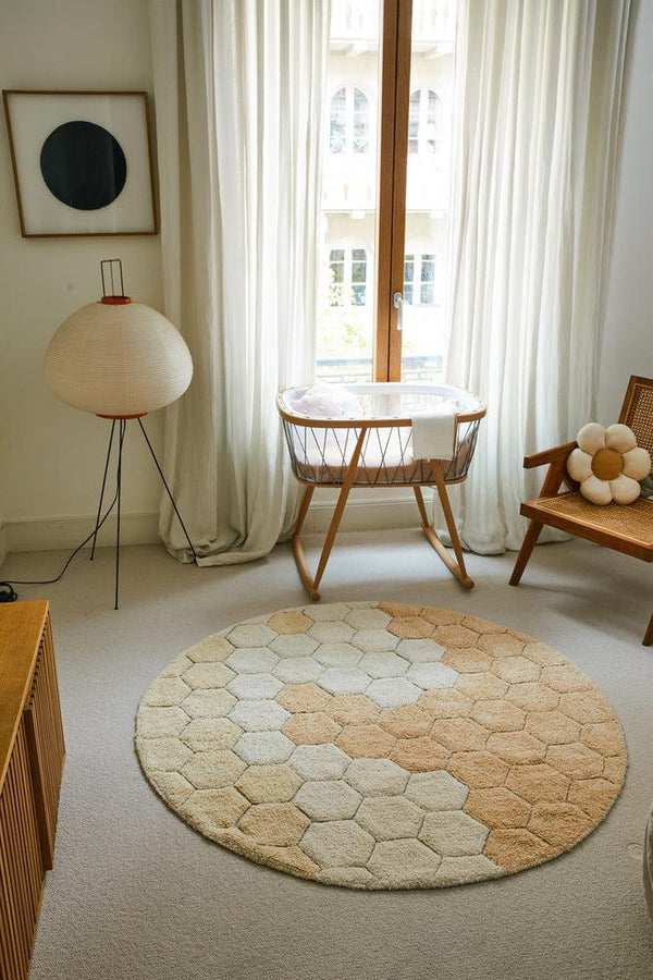 WASHABLE ROUND RUG HONEYCOMB GOLDEN-Cotton Rugs-By Lorena Canals-2