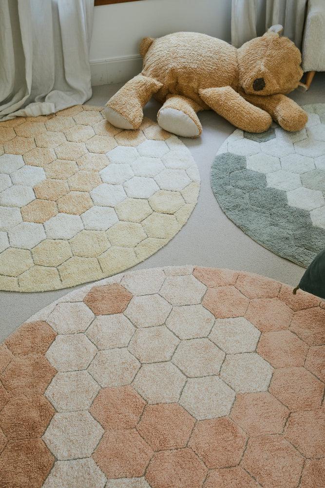 WASHABLE ROUND RUG HONEYCOMB GOLDEN-Cotton Rugs-By Lorena Canals-3
