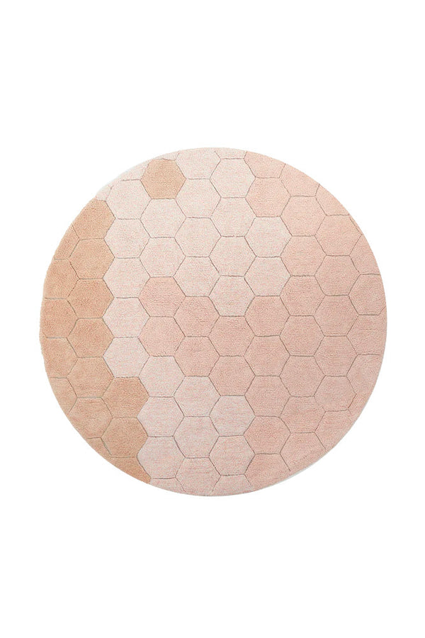 WASHABLE ROUND RUG HONEYCOMB ROSE-Cotton Rugs-By Lorena Canals-1