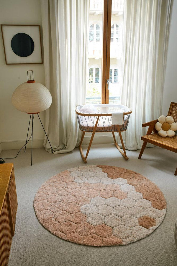 WASHABLE ROUND RUG HONEYCOMB ROSE-Cotton Rugs-By Lorena Canals-2