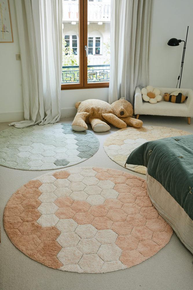 WASHABLE ROUND RUG HONEYCOMB ROSE-Cotton Rugs-By Lorena Canals-3