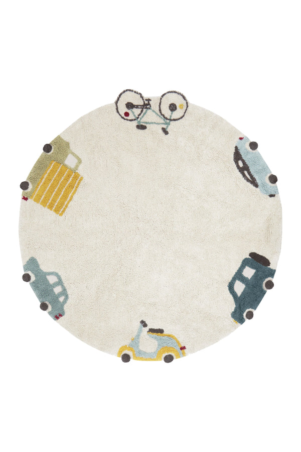 WASHABLE ROUND RUG WHEELS-Cotton Rugs-By Lorena Canals-1