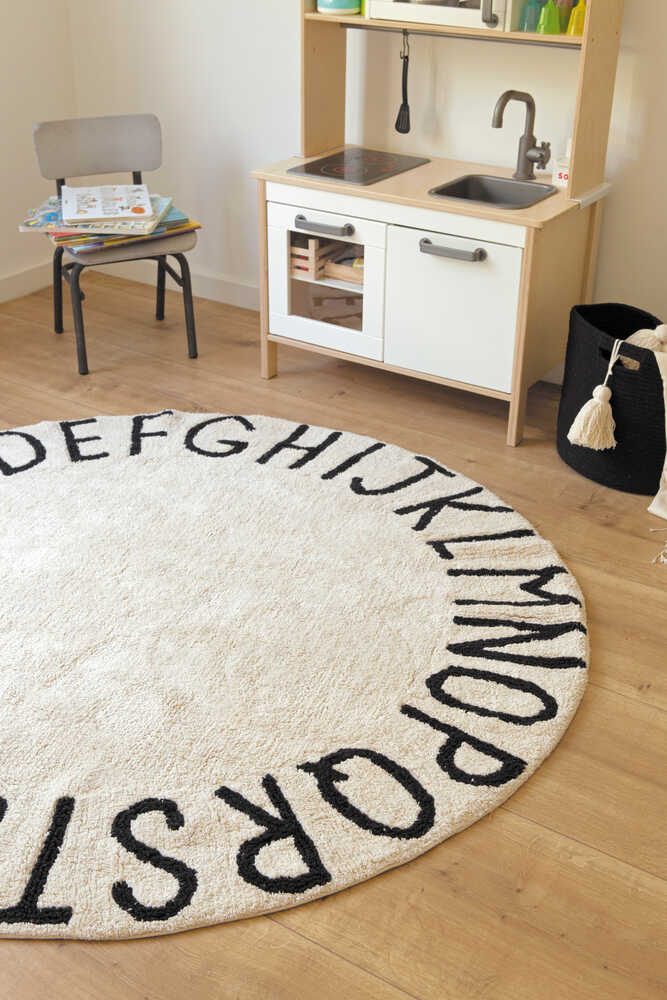 WASHABLE RUG ABC NATURAL - BLACK-Cotton Rugs-Lorena Canals-3