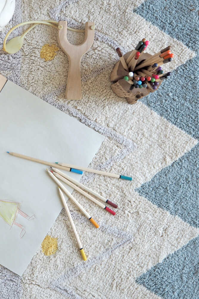 Washable Area Rug Azteca Vintage Blue – Lorena Canals | Official