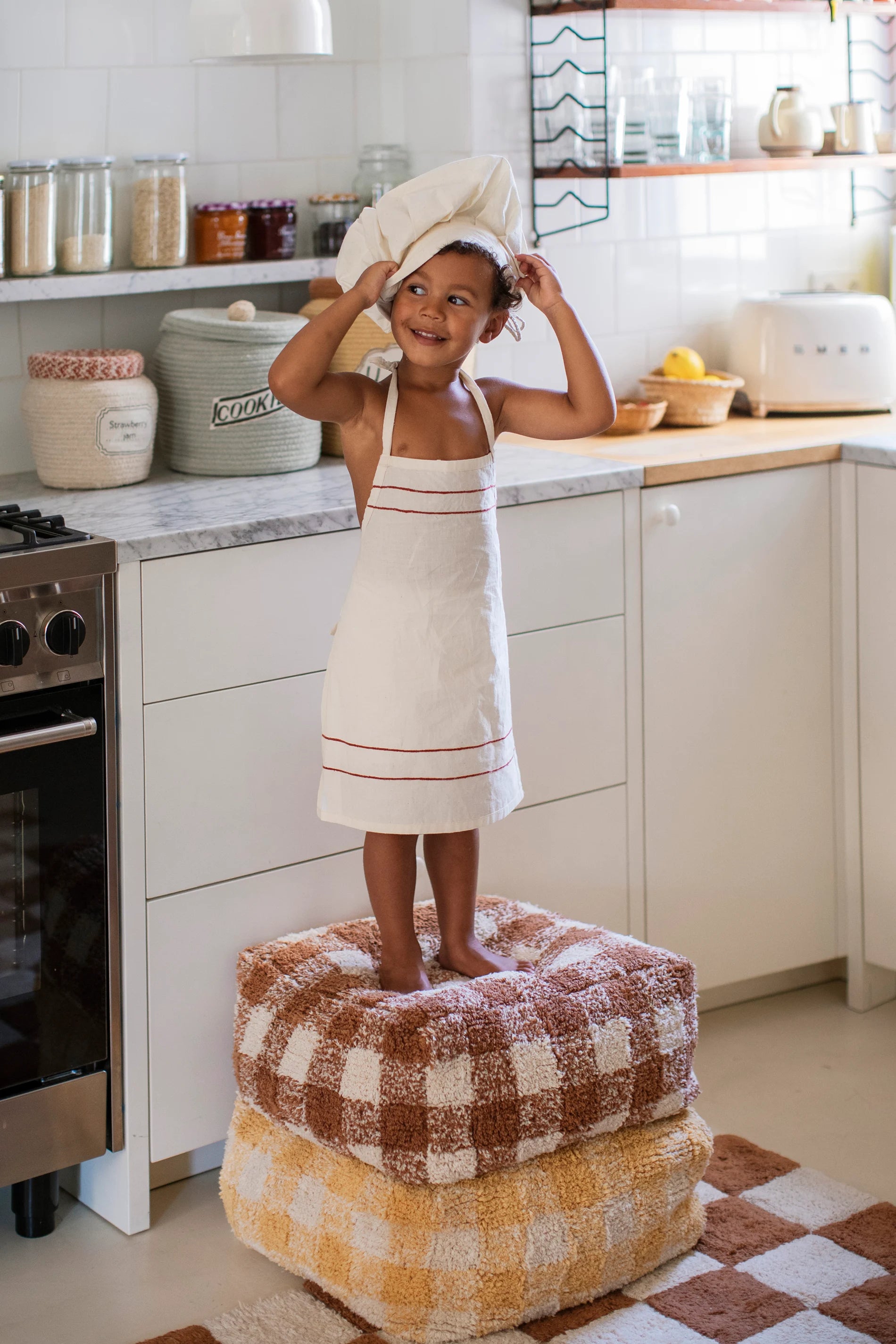 WASHABLE RUG KITCHEN TILES TOFFEE