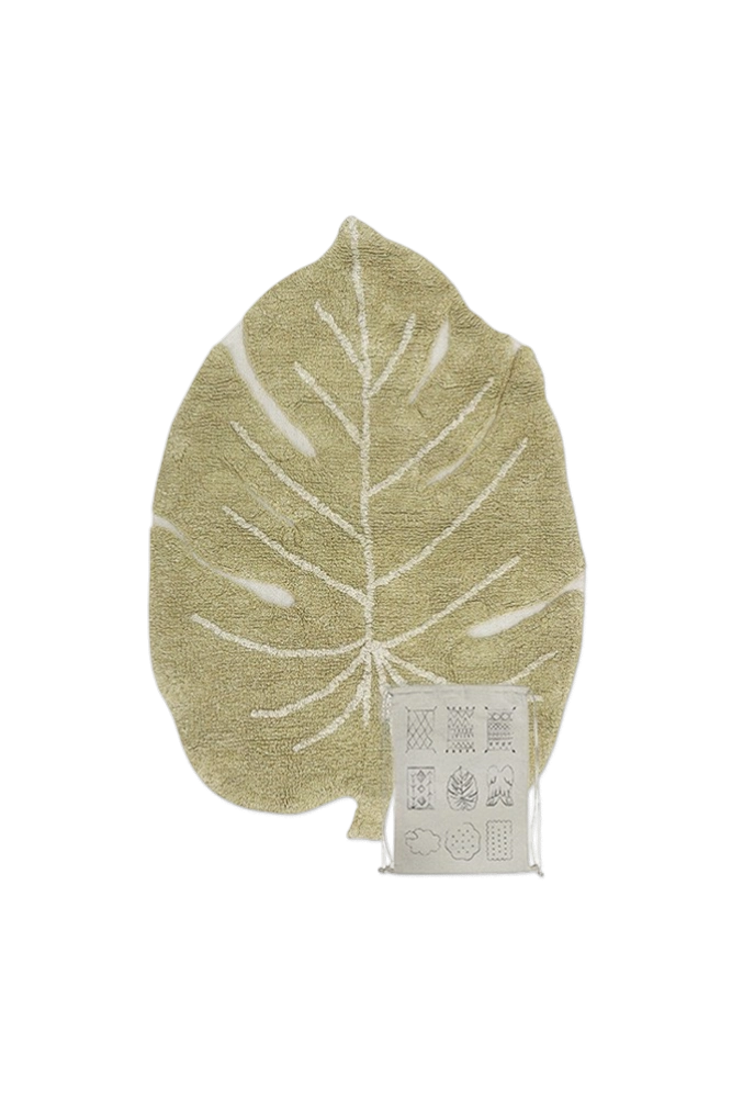 WASHABLE RUG MINI MONSTERA OLIVE
