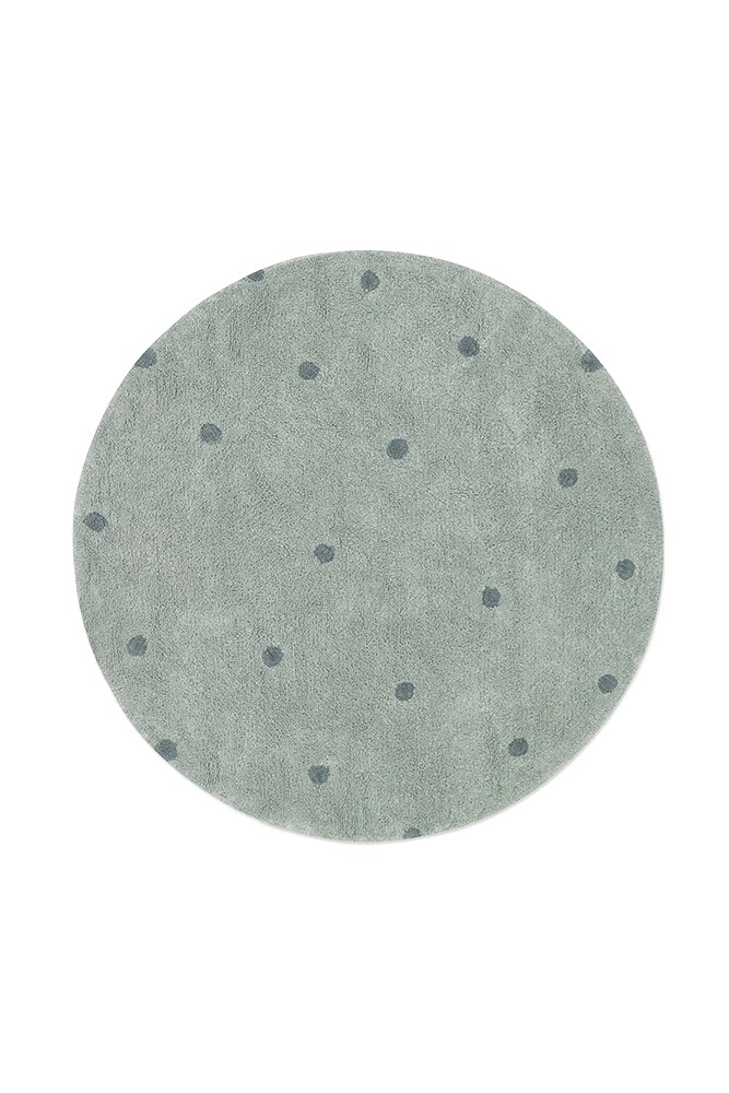 WASHABLE RUG ROUND DOT BLUE SAGE
