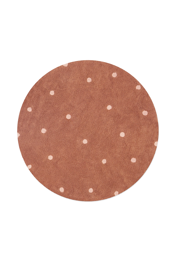 WASHABLE ROUND RUG DOT CHESTNUT