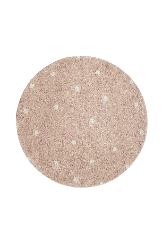 WASHABLE ROUND RUG DOT ROSE