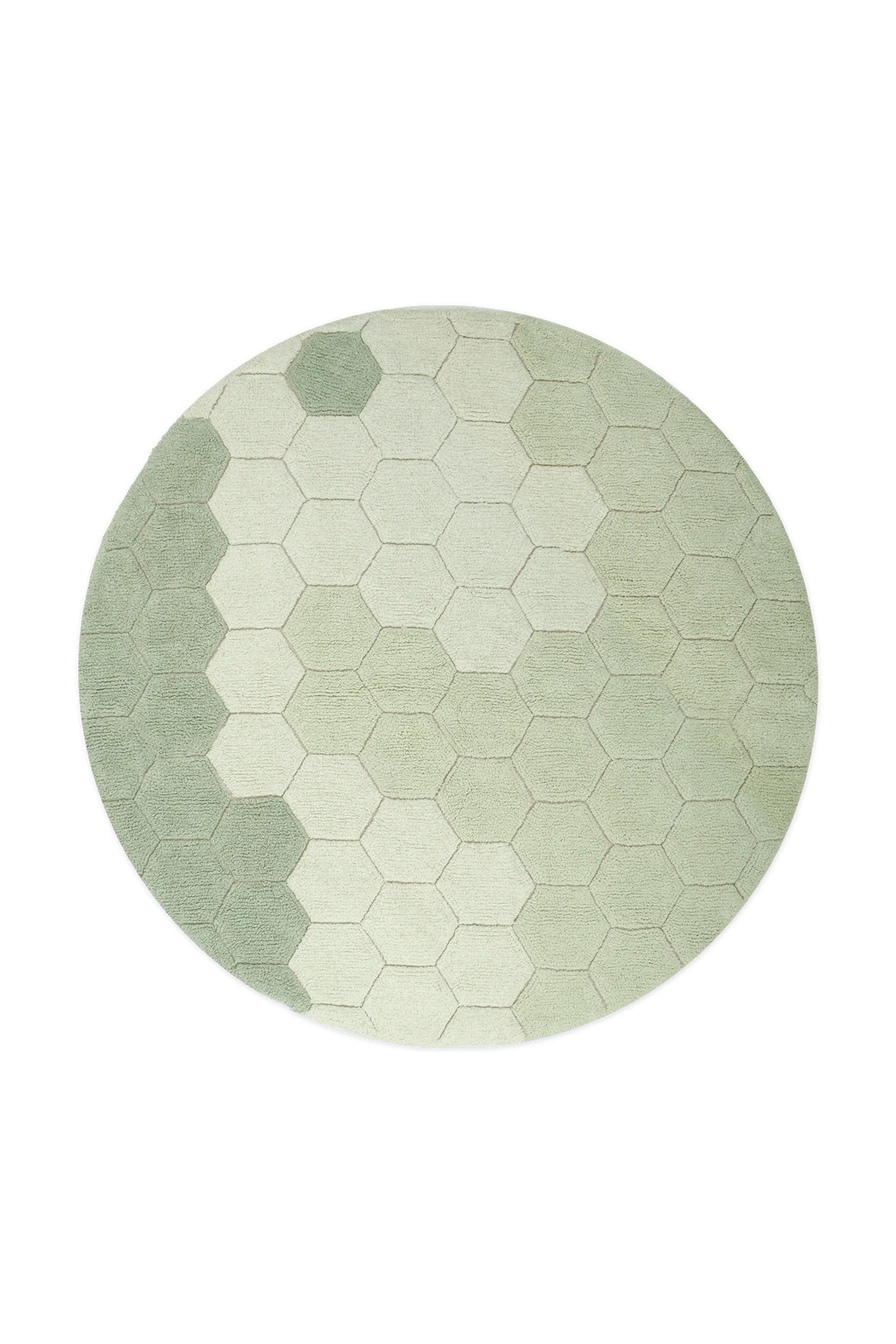WASHABLE RUG ROUND HONEYCOMB BLUE SAGE