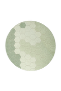WASHABLE RUG ROUND HONEYCOMB BLUE SAGE