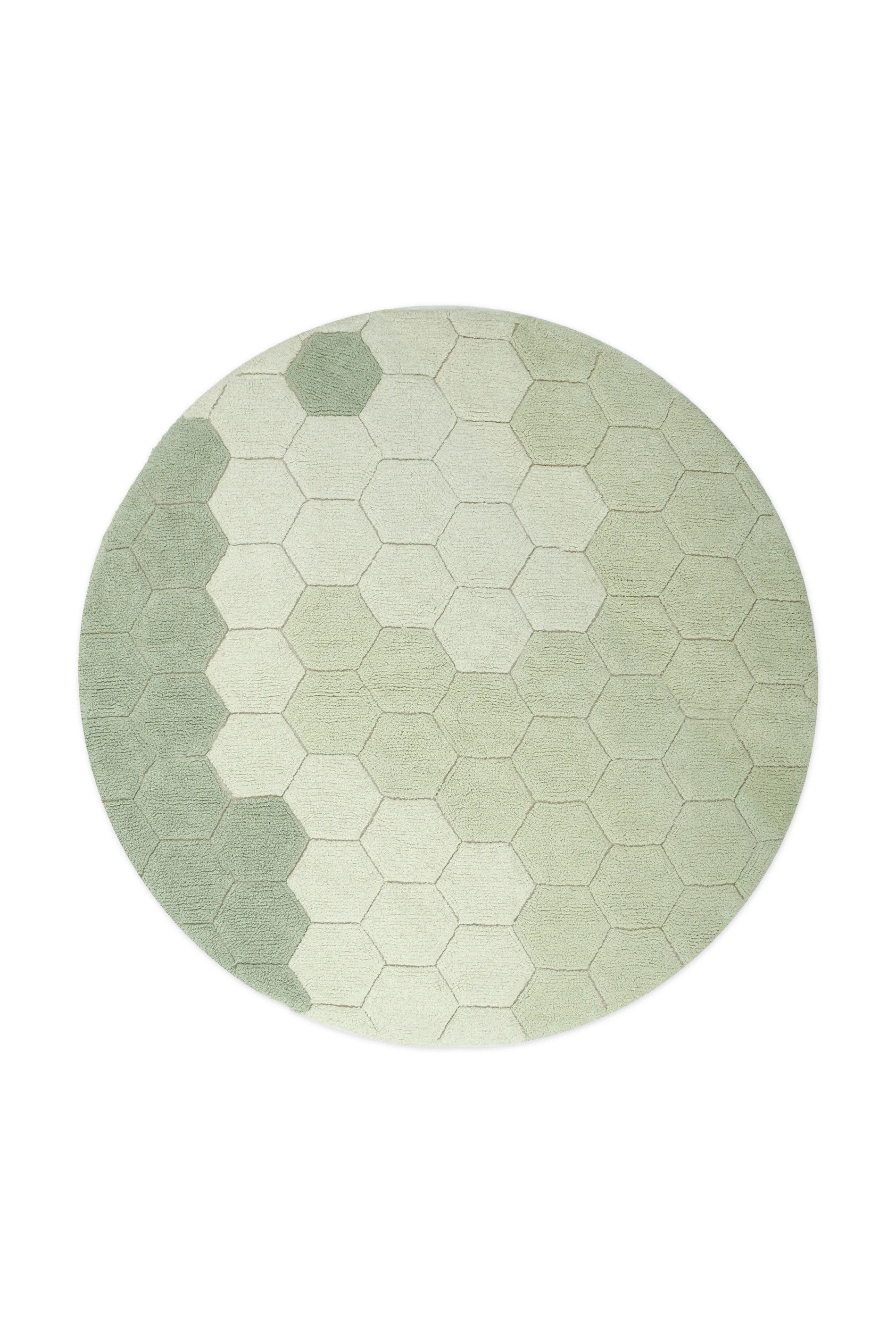 WASHABLE RUG ROUND HONEYCOMB BLUE SAGE
