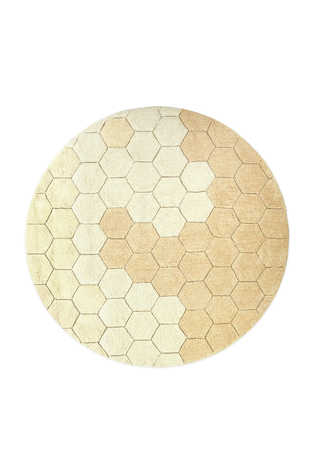 WASHABLE RUG ROUND HONEYCOMB GOLDEN