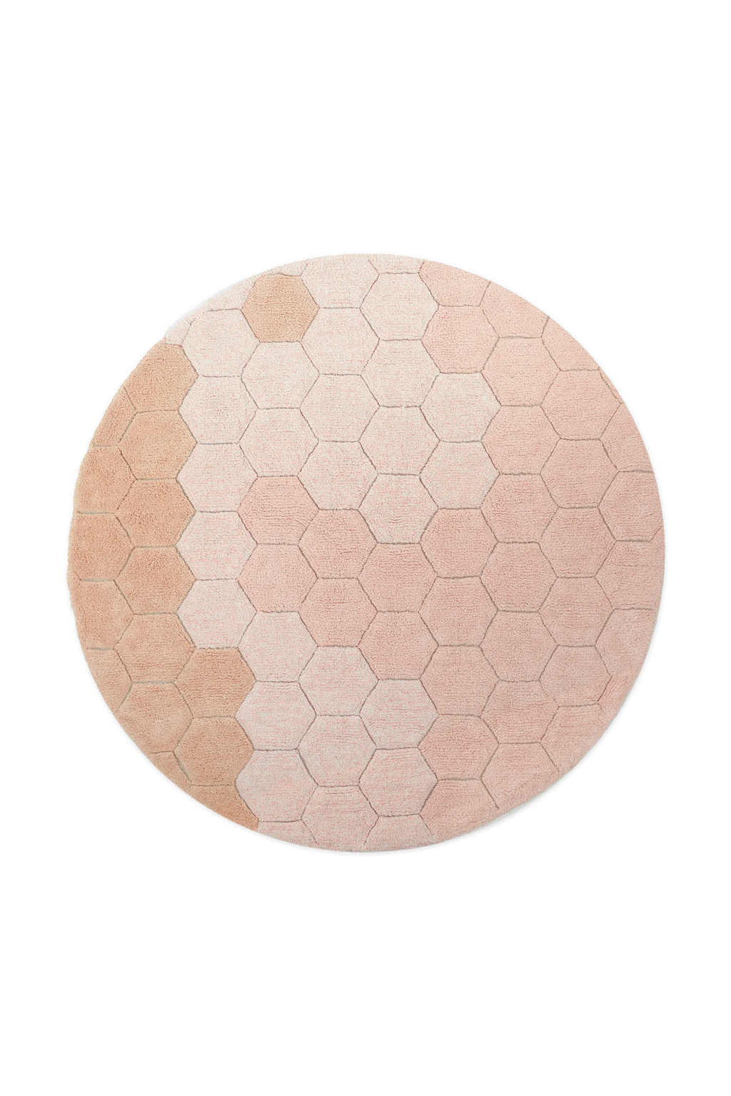 WASHABLE RUG ROUND HONEYCOMB ROSE