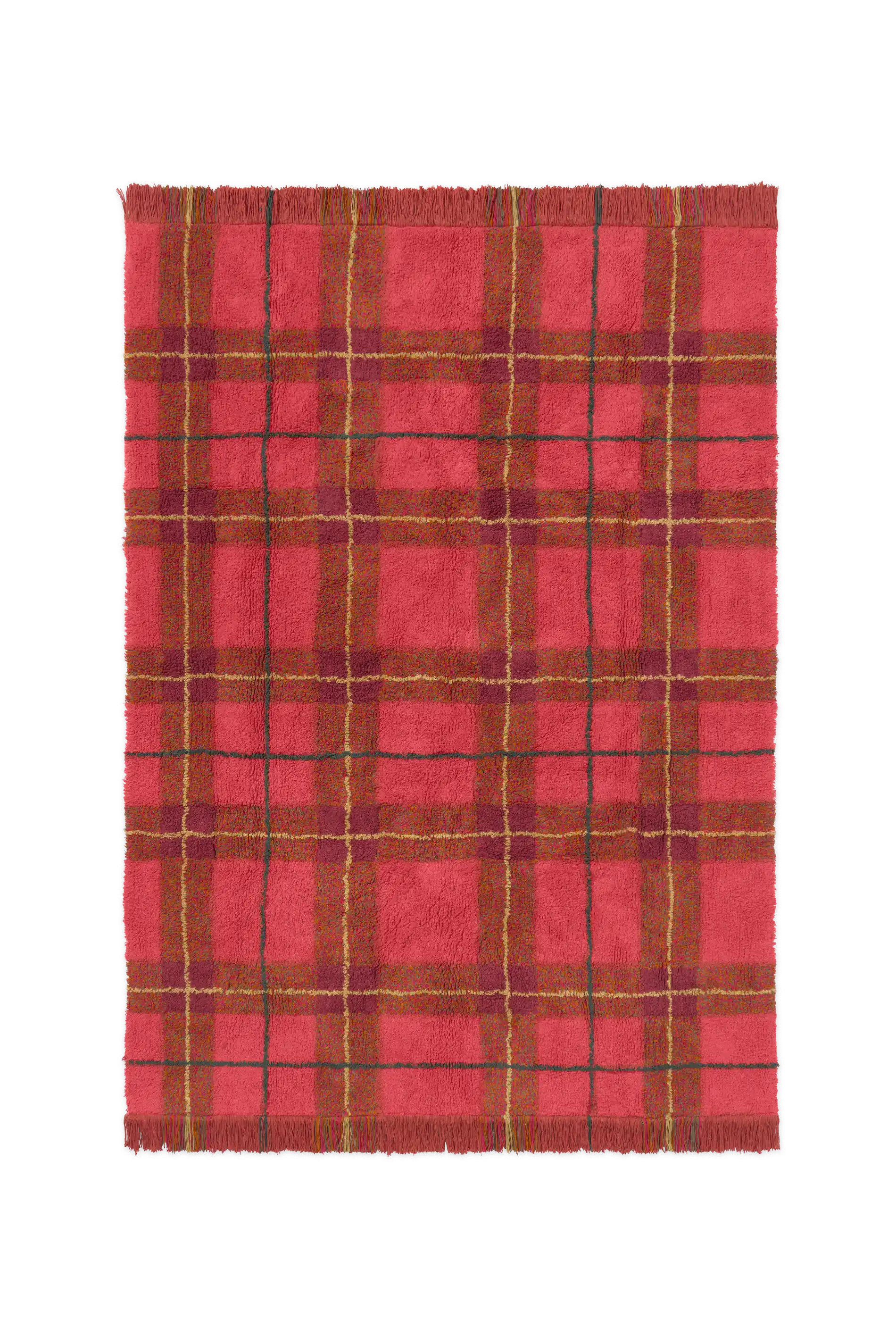 WASHABLE RUG TARTAN VINTAGE RED