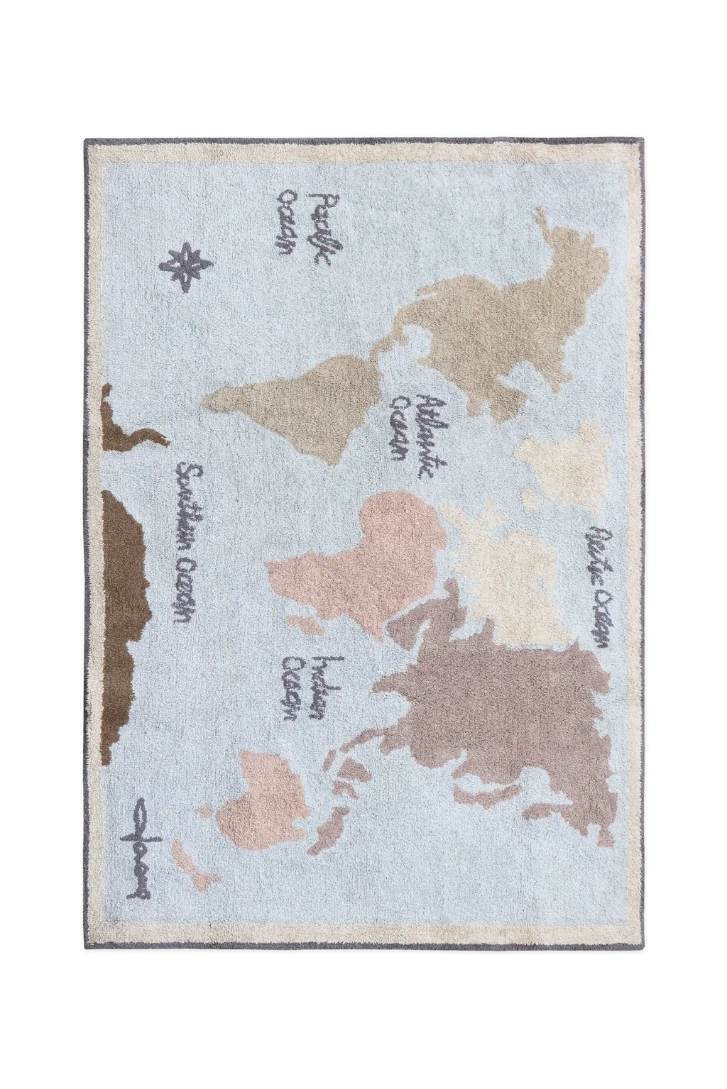 WASHABLE AREA RUG VINTAGE MAP