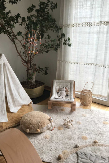 WASHABLE RUG HIPPY DOTS NATURAL - HONEY-Cotton Rugs-Lorena Canals-2