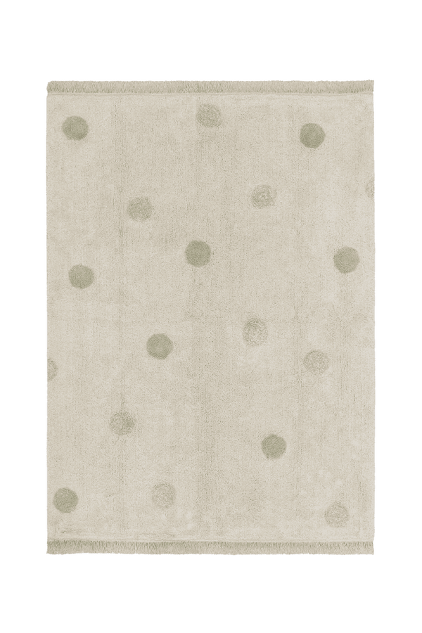 WASHABLE RUG HIPPY DOTS NATURAL - OLIVE-Cotton Rugs-Lorena Canals-1