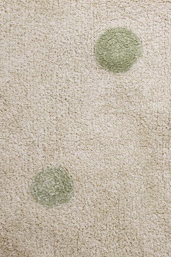 WASHABLE RUG HIPPY DOTS NATURAL - OLIVE-Cotton Rugs-Lorena Canals-4