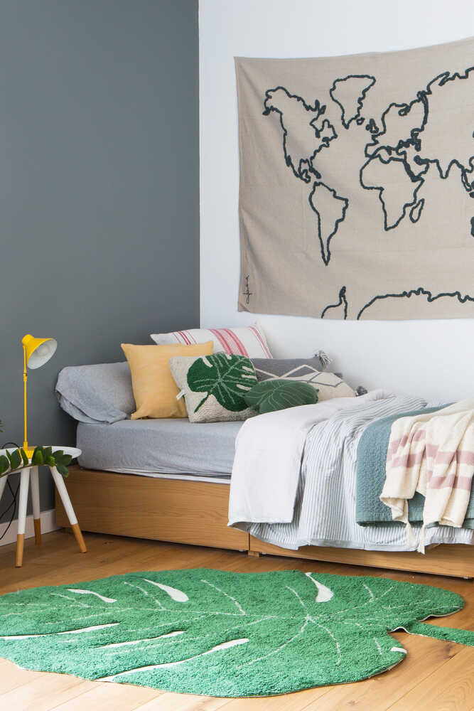 monstera leaf rug Washable Cotton Rug Monstera Leaf – Lorena Canals
