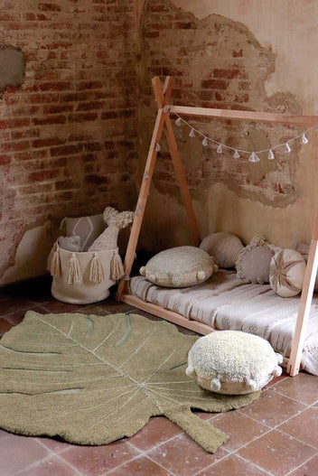 WASHABLE RUG MONSTERA OLIVE-Cotton Rugs-Lorena Canals-3