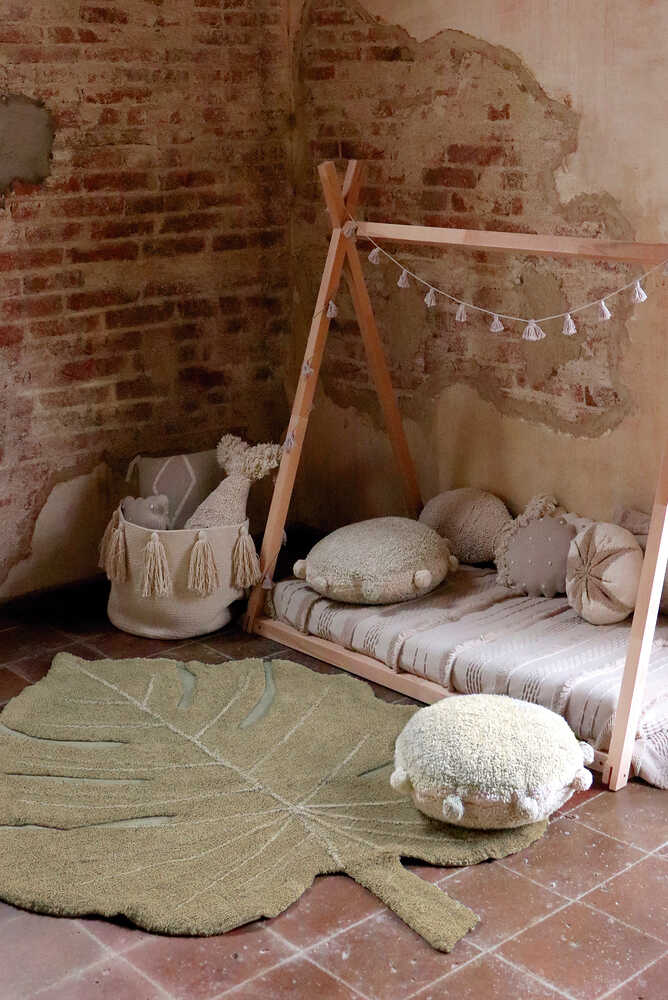 WASHABLE RUG MONSTERA OLIVE-Cotton Rugs-Lorena Canals-3