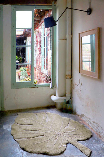 WASHABLE RUG MONSTERA OLIVE-Cotton Rugs-Lorena Canals-4