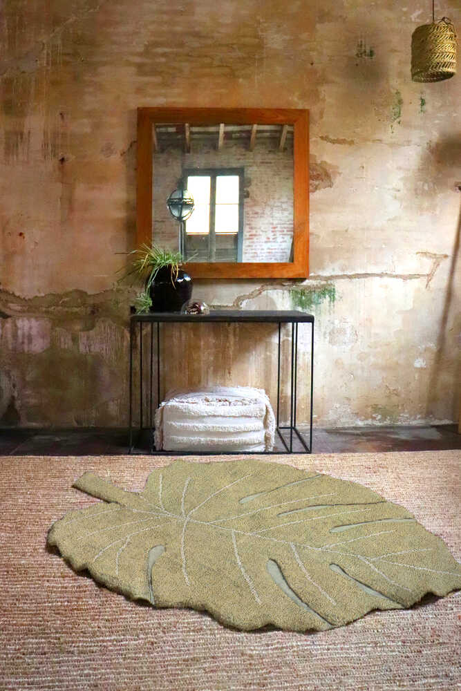 WASHABLE RUG MONSTERA OLIVE-Cotton Rugs-Lorena Canals-5