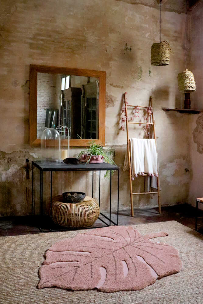 WASHABLE RUG MONSTERA VINTAGE NUDE-Cotton Rugs-Lorena Canals-2