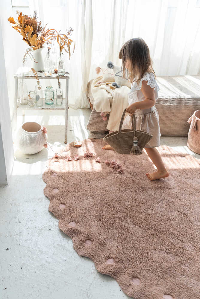 WASHABLE OVAL RUG PINE CONE NUDE