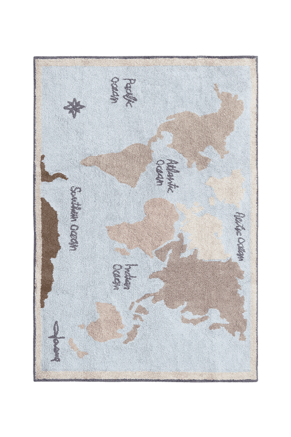 WASHABLE RUG VINTAGE MAP-Cotton Rugs-Lorena Canals-1