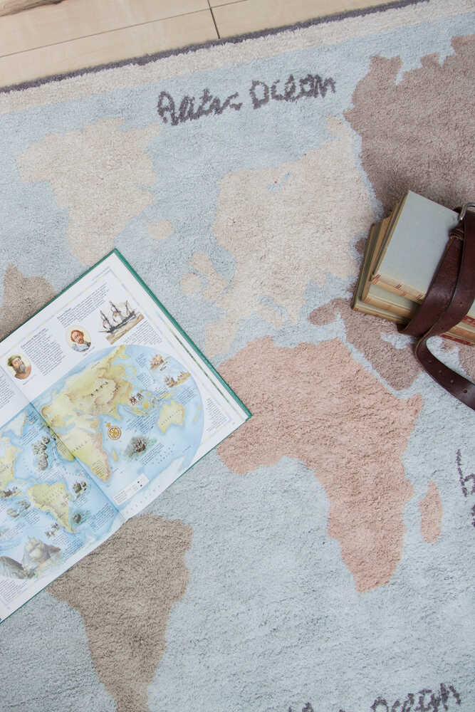 WASHABLE RUG VINTAGE MAP-Cotton Rugs-Lorena Canals-6