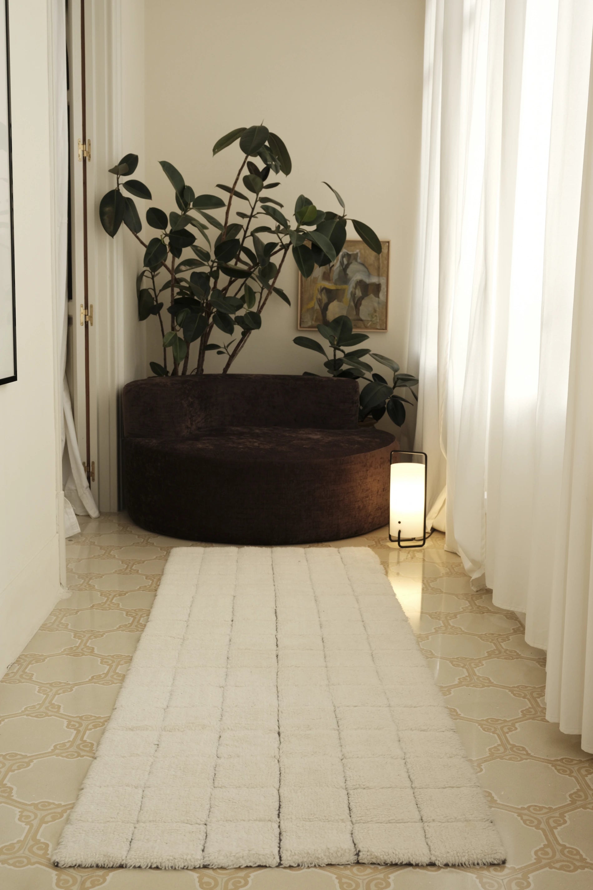 WOOL RUNNER RUG MOSAIC NATURAL